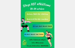 Stage ASF Athlétisme – Vacances de la Toussaint