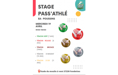 19 avril , Le Pass Athlé pour les plus jeunes . 