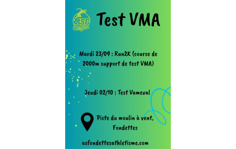 Venez mesurer votre VMA